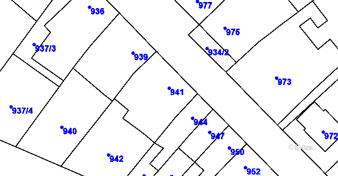 Parcela st. 941 v KÚ Horka nad Moravou, Katastrální mapa