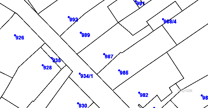 Parcela st. 987 v KÚ Horka nad Moravou, Katastrální mapa