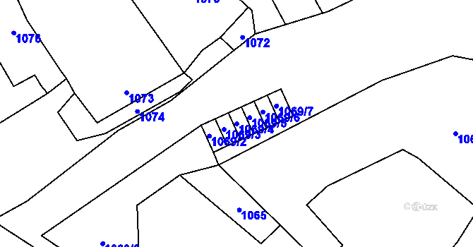 Parcela st. 1069/4 v KÚ Horka nad Moravou, Katastrální mapa