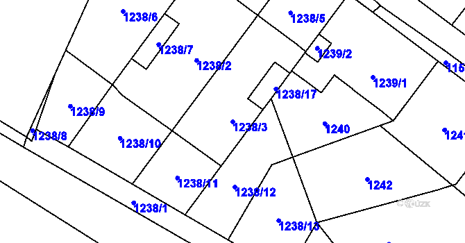 Parcela st. 1238/3 v KÚ Horka nad Moravou, Katastrální mapa