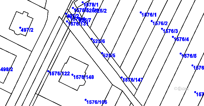 Parcela st. 525/5 v KÚ Horka nad Moravou, Katastrální mapa
