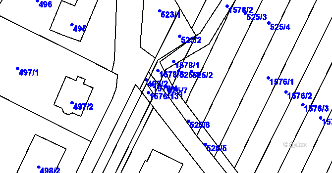 Parcela st. 525/7 v KÚ Horka nad Moravou, Katastrální mapa