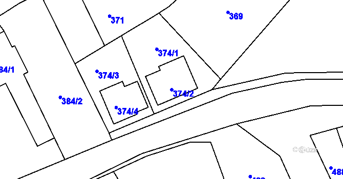 Parcela st. 374/2 v KÚ Horka nad Moravou, Katastrální mapa