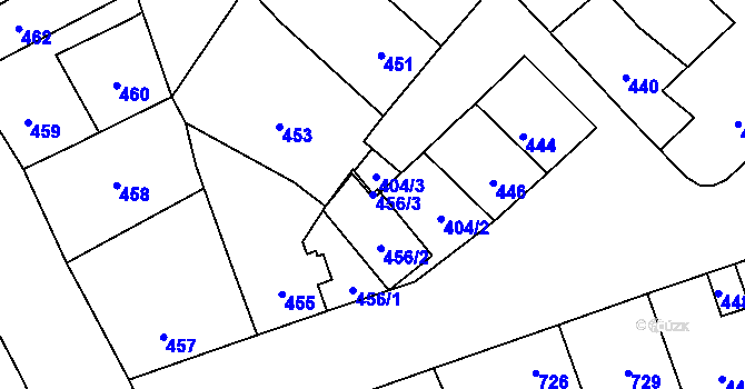 Parcela st. 456/3 v KÚ Horka nad Moravou, Katastrální mapa