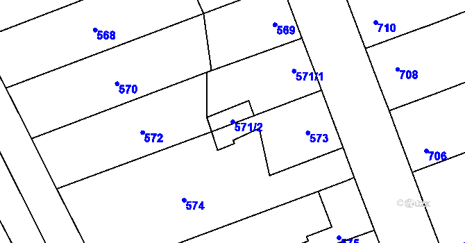 Parcela st. 571/2 v KÚ Horka nad Moravou, Katastrální mapa