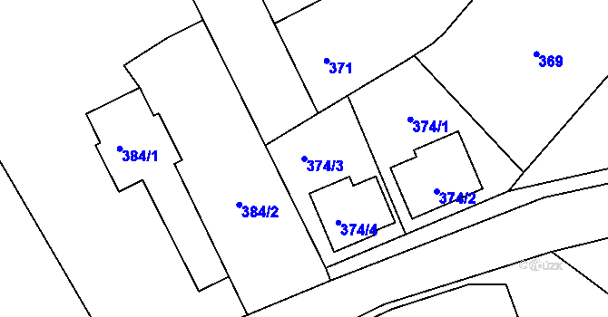 Parcela st. 374/3 v KÚ Horka nad Moravou, Katastrální mapa