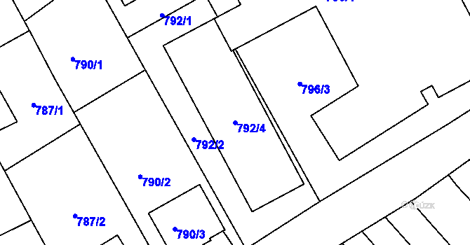 Parcela st. 792/4 v KÚ Horka nad Moravou, Katastrální mapa