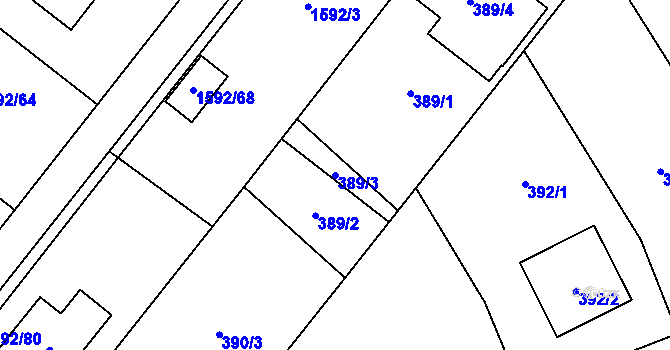 Parcela st. 389/3 v KÚ Horka nad Moravou, Katastrální mapa