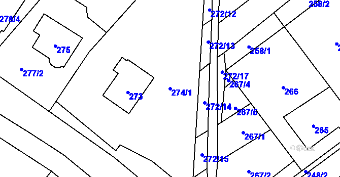 Parcela st. 274/1 v KÚ Horka nad Moravou, Katastrální mapa