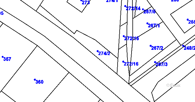 Parcela st. 274/2 v KÚ Horka nad Moravou, Katastrální mapa