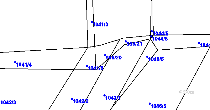 Parcela st. 986/20 v KÚ Horky u Tábora, Katastrální mapa