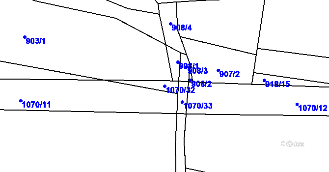 Parcela st. 1070/32 v KÚ Horky u Tábora, Katastrální mapa
