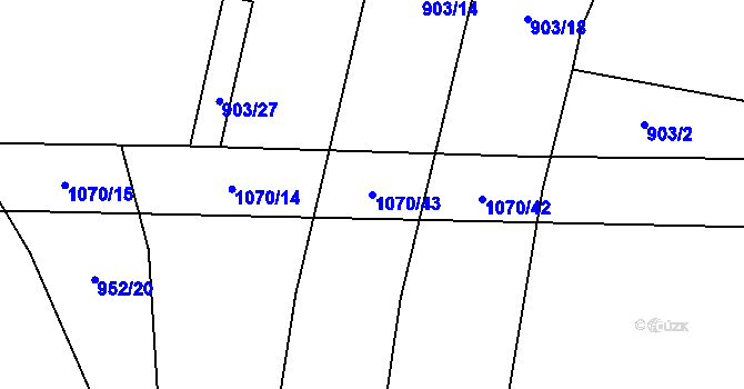 Parcela st. 1070/43 v KÚ Horky u Tábora, Katastrální mapa