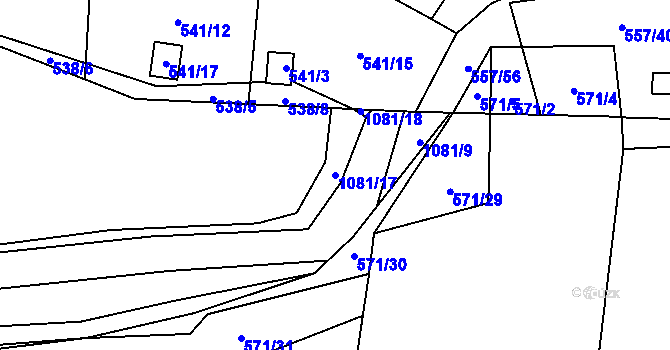 Parcela st. 1081/17 v KÚ Horky u Tábora, Katastrální mapa