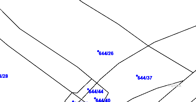 Parcela st. 644/26 v KÚ Horky u Tábora, Katastrální mapa