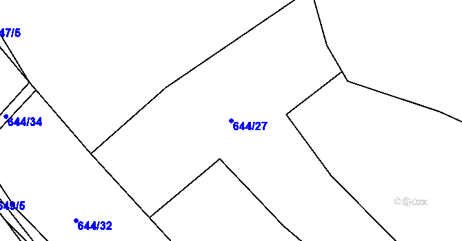 Parcela st. 644/27 v KÚ Horky u Tábora, Katastrální mapa