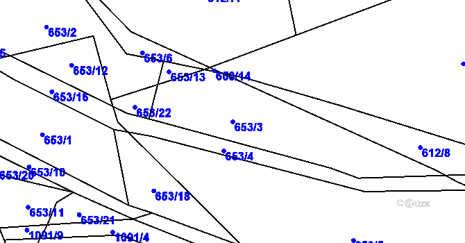 Parcela st. 653/3 v KÚ Horky u Tábora, Katastrální mapa