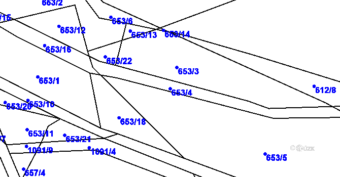 Parcela st. 653/4 v KÚ Horky u Tábora, Katastrální mapa