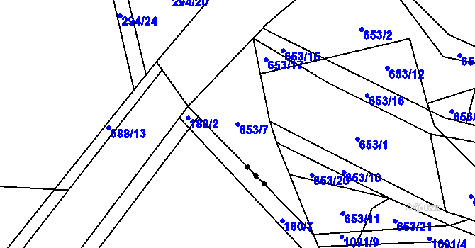 Parcela st. 653/7 v KÚ Horky u Tábora, Katastrální mapa