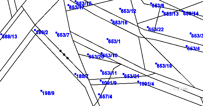 Parcela st. 653/10 v KÚ Horky u Tábora, Katastrální mapa