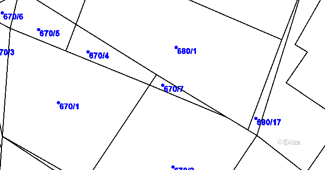 Parcela st. 670/7 v KÚ Horky u Tábora, Katastrální mapa