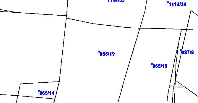 Parcela st. 865/19 v KÚ Horky u Tábora, Katastrální mapa