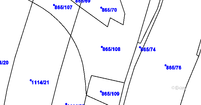 Parcela st. 865/72 v KÚ Horky u Tábora, Katastrální mapa