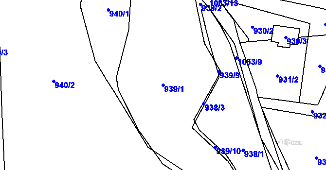 Parcela st. 939/1 v KÚ Horky u Tábora, Katastrální mapa
