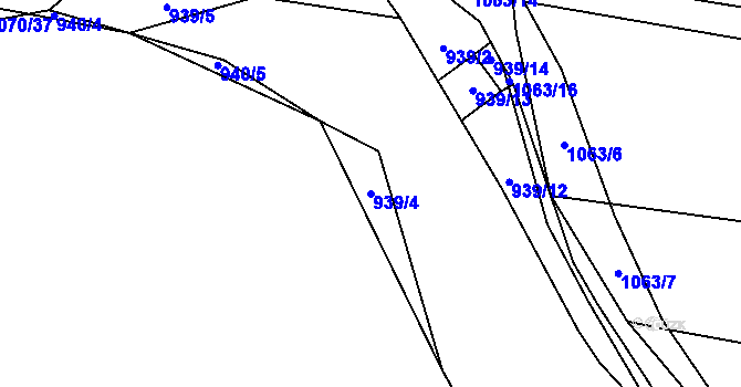 Parcela st. 939/4 v KÚ Horky u Tábora, Katastrální mapa