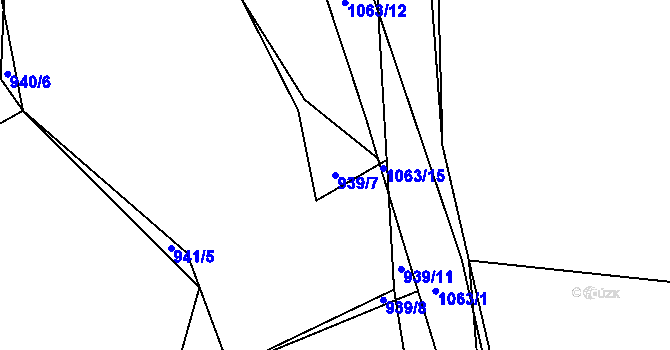 Parcela st. 939/7 v KÚ Horky u Tábora, Katastrální mapa