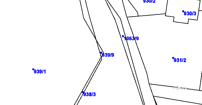 Parcela st. 939/9 v KÚ Horky u Tábora, Katastrální mapa