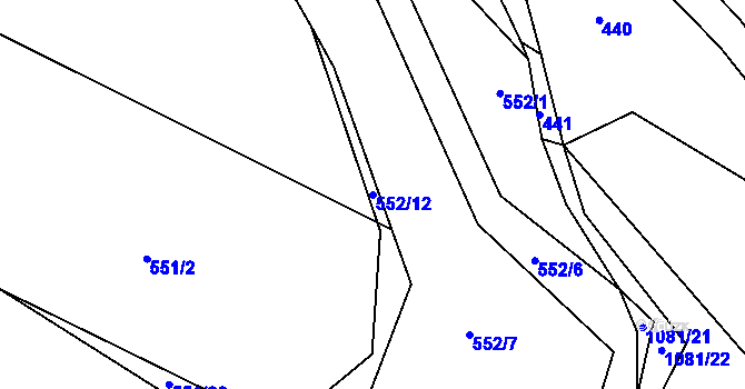 Parcela st. 552/12 v KÚ Horky u Tábora, Katastrální mapa