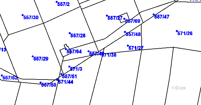 Parcela st. 571/38 v KÚ Horky u Tábora, Katastrální mapa
