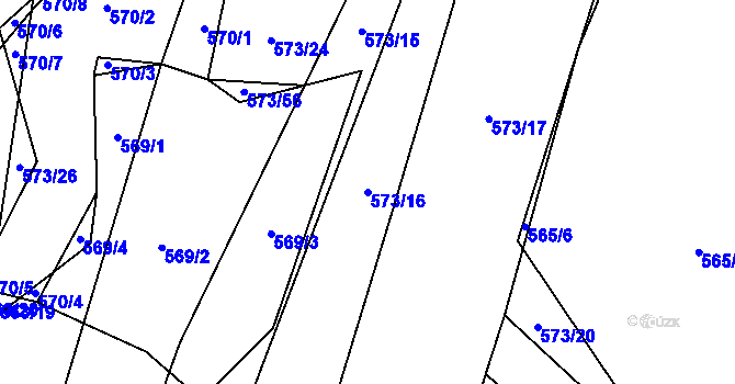 Parcela st. 573/16 v KÚ Horky u Tábora, Katastrální mapa