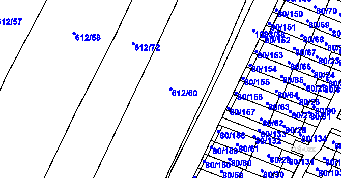 Parcela st. 612/60 v KÚ Horky u Tábora, Katastrální mapa