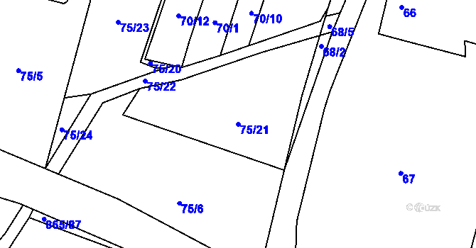 Parcela st. 75/21 v KÚ Horky u Tábora, Katastrální mapa