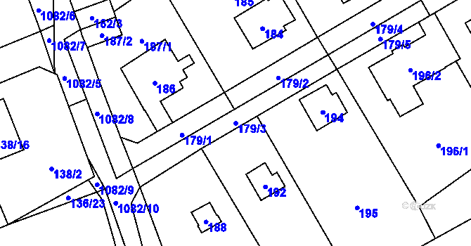 Parcela st. 179/3 v KÚ Horky u Tábora, Katastrální mapa
