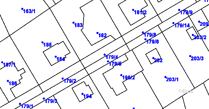 Parcela st. 179/4 v KÚ Horky u Tábora, Katastrální mapa