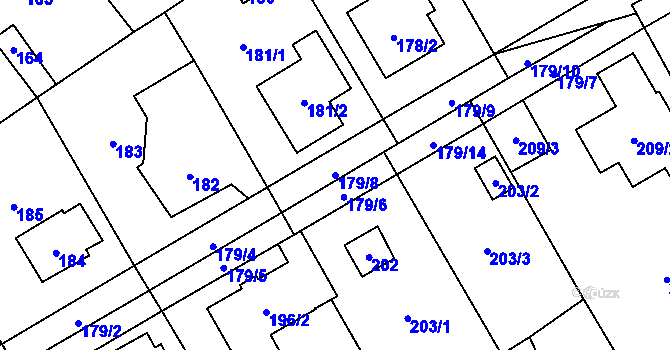 Parcela st. 179/8 v KÚ Horky u Tábora, Katastrální mapa