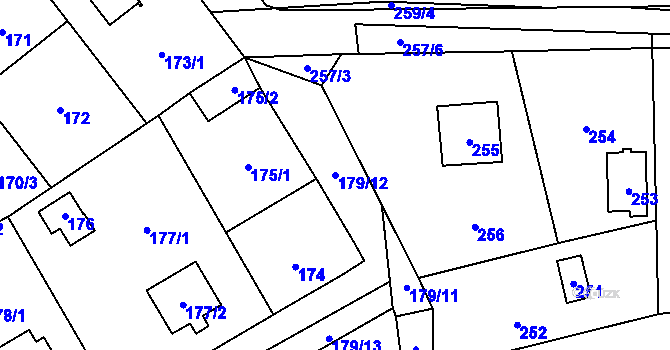 Parcela st. 179/12 v KÚ Horky u Tábora, Katastrální mapa