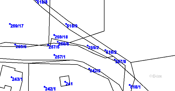 Parcela st. 259/2 v KÚ Horky u Tábora, Katastrální mapa