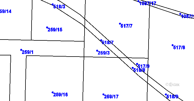Parcela st. 259/3 v KÚ Horky u Tábora, Katastrální mapa
