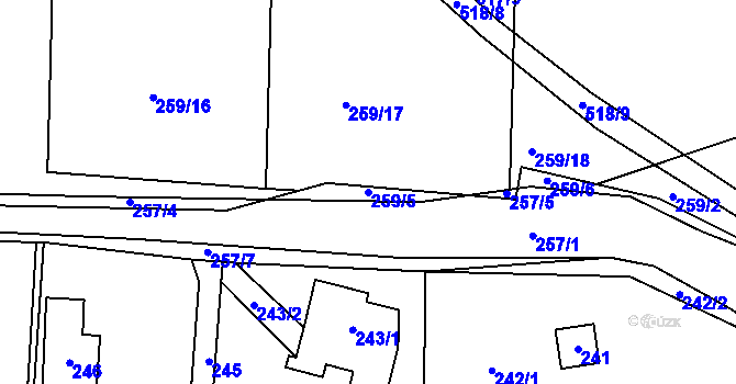 Parcela st. 259/5 v KÚ Horky u Tábora, Katastrální mapa