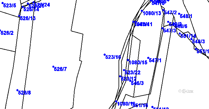Parcela st. 523/16 v KÚ Horky u Tábora, Katastrální mapa