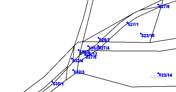 Parcela st. 526/5 v KÚ Horky u Tábora, Katastrální mapa