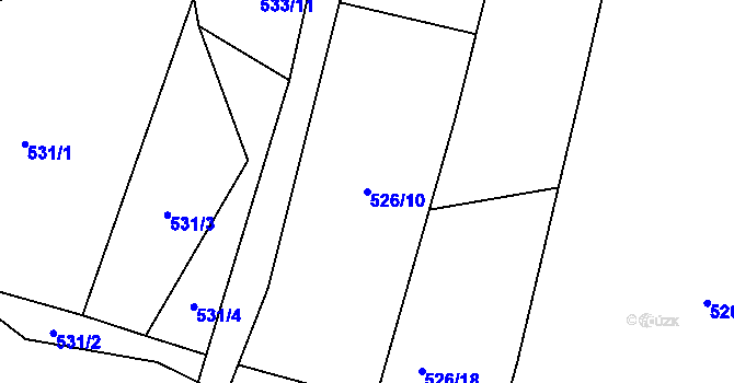 Parcela st. 526/10 v KÚ Horky u Tábora, Katastrální mapa