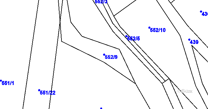 Parcela st. 552/9 v KÚ Horky u Tábora, Katastrální mapa