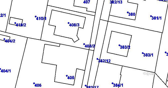Parcela st. 408/2 v KÚ Horky u Tábora, Katastrální mapa