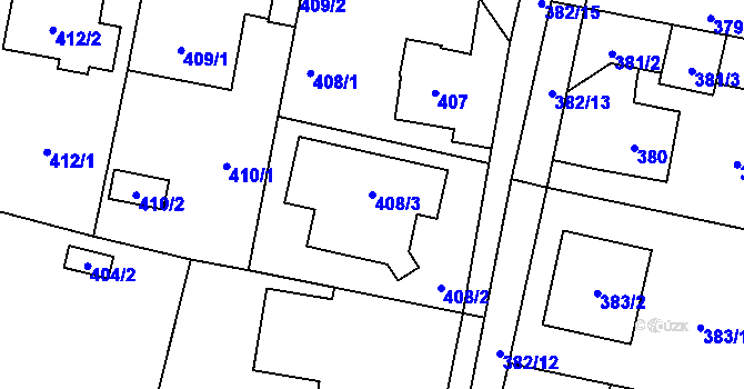 Parcela st. 408/3 v KÚ Horky u Tábora, Katastrální mapa