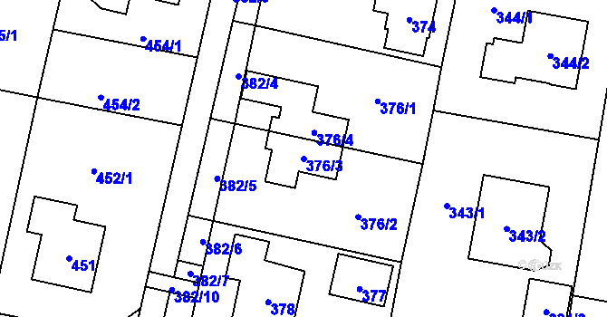 Parcela st. 376/3 v KÚ Horky u Tábora, Katastrální mapa
